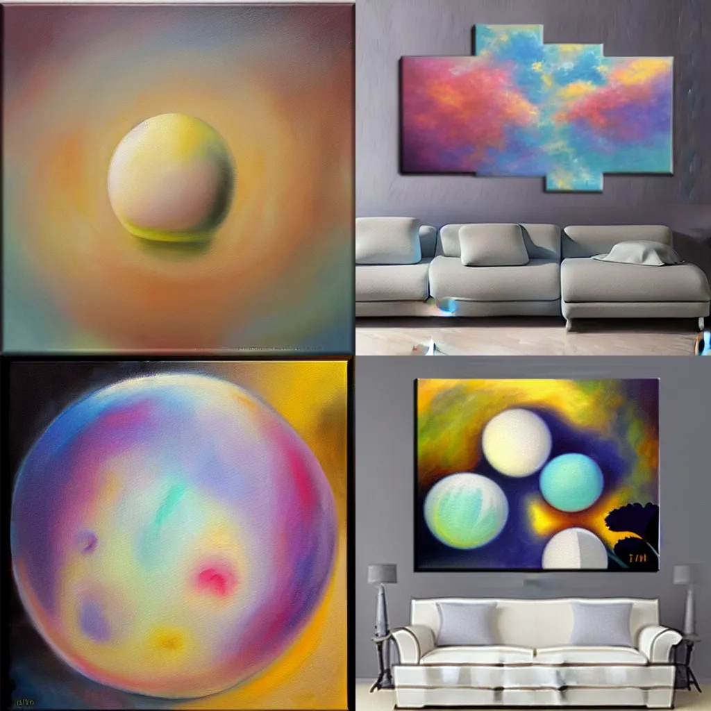 Prompt: dreamy milk orb oil painting supinely inversed academic fine art with fantasy ethereal color palette painted on canvas