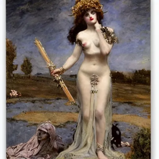 Image similar to persephone as goddess of death, by alfred stevens