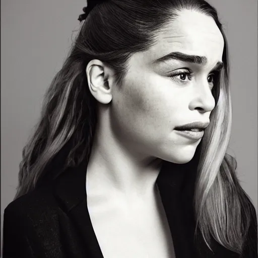 Image similar to portrait of emilia clarke by mario testino, headshot, detailed, award winning, sony a 7 r