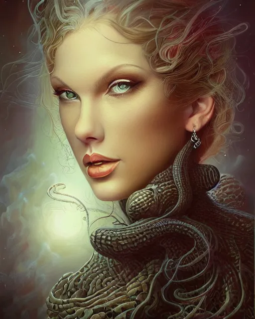 Image similar to lovecraft biopunk portrait of taylor swift by tomasz alen kopera and peter mohrbacher.