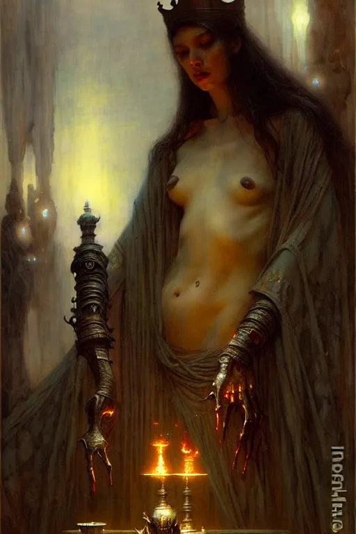 Image similar to king of cups by gaston bussiere, bayard wu, greg rutkowski, giger, maxim verehin