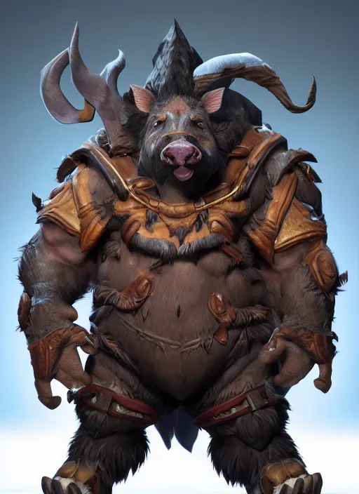Image similar to а boar inspired blizzard games, full body, detailed and realistic, 4k, top-artstation, octane render