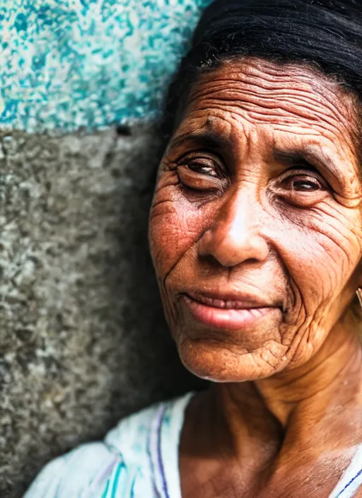 Image similar to close up portrait of a beautiful, 30-year-old woman from Cuba, happy, candid street portrait in the style of Martin Schoeller, award winning, Sony a7R