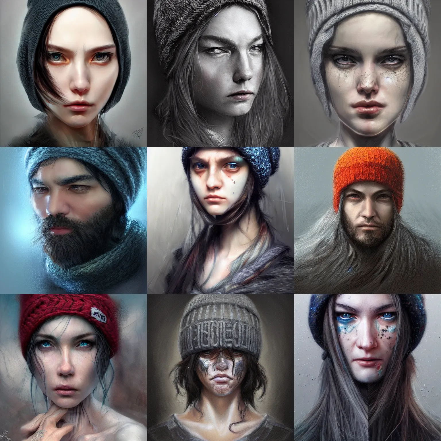 Prompt: portrait of a angry ai artist, detailed clothing, beanie, concept art, artstation, detailed luminescent digital painting by alan lee and artgerm, exquisite masterpiece