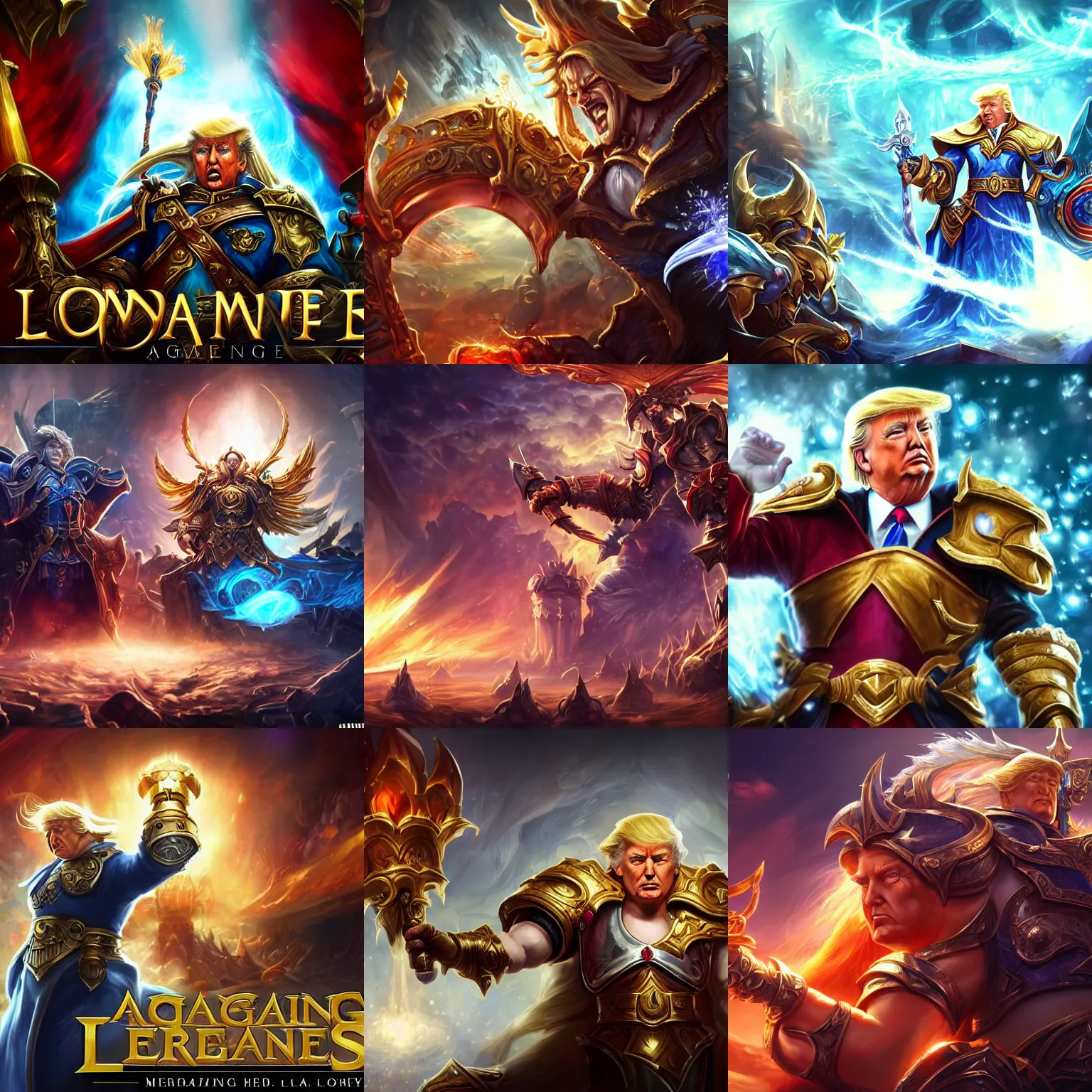 Prompt: Donald Trump as the god-emperor of mankind, League of Legends amazing splashscreen artwork, splash art, natural light, elegant, intricate, fantasy, atmospheric lighting, splash art, hd wallpaper, ultra high details