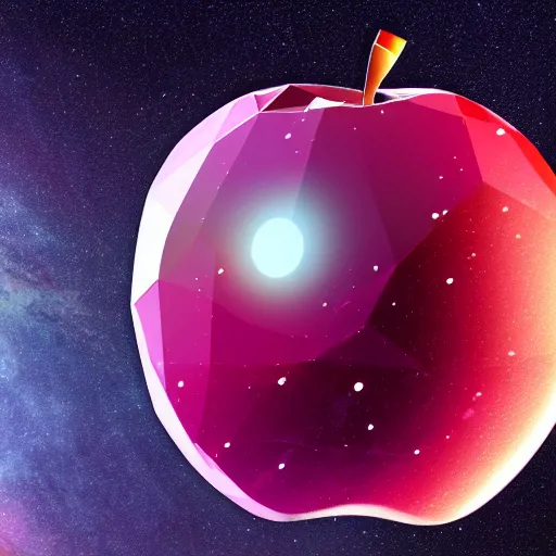 Prompt: low poly apple in space, hd, cosmic background