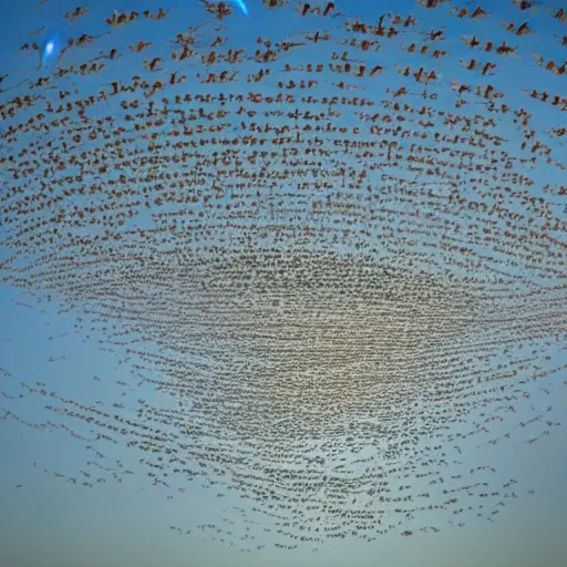 Image similar to a swarm of ufos flying over london