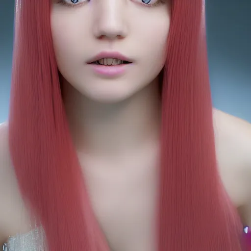 Prompt: A portrait of Nikki from Shining Nikki, a 3d cgi toon young woman with long pink hair, full bangs, hazel amber eyes, full face, light makeup, pale skin, Chinese, medium shot, mid-shot, soft focus, 4k, trending on artstation