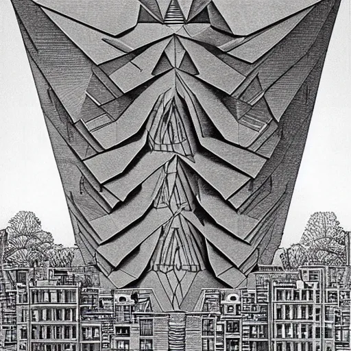 Image similar to nightmarish colossal unreal architecture designed by m c escher