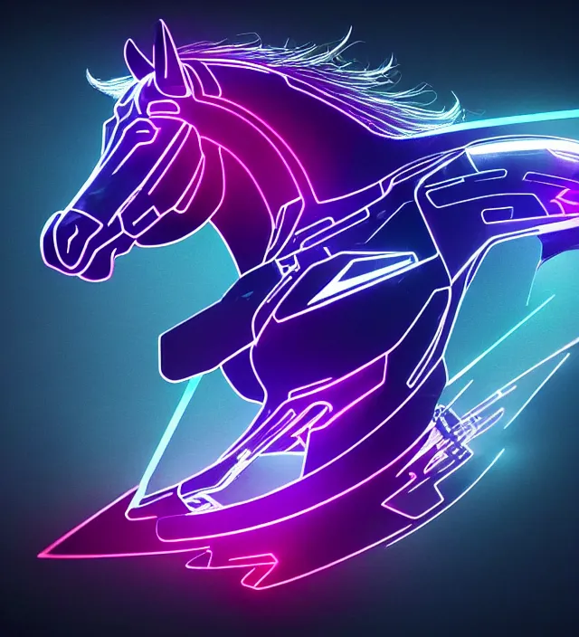 Prompt: studio beautiful cyberpunk esports horse logo for a horse!!!!!! studio level special effects and particles, intricate!!!!! professional, global illumination, clean, minimalistic, hyperdetailed, epic