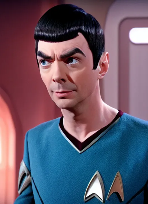 Image similar to film still of Jim Parsons as Spock in Star Trek, 4k