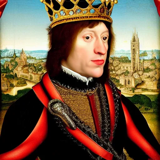 Prompt: Cockroach with crown, the new king of Great Britain, a renaissance portrait matte painting