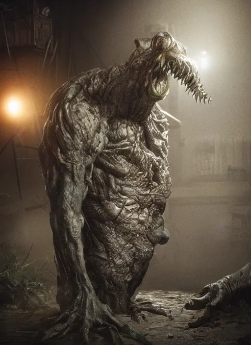 Prompt: photorealistic a monster being in in the middle of the night horror practical fx cinematographic