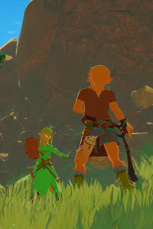 Image similar to in game footage of scooby doo from the legend of zelda breath of the wild, breath of the wild art style.