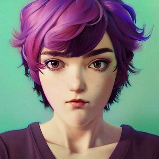 Image similar to a beautiful ramona flowers with head tilted back, focus close on eyes realistic skin texture, eighties holographic art by ilya kuvshinov monet range murata artgerm katsuhiro otomo norman rockwell, highly detailed intricately sharp focus, bedroom eyes trending on pinterest vogue italia unreal engine 5, 4 k uhd image