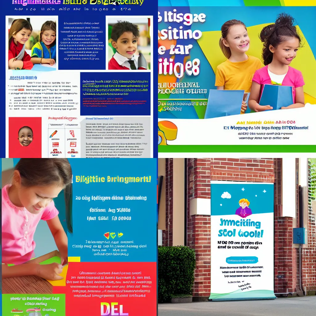 Prompt: ad for bilingual elementary school, professional advertisement, high quality, digital banner