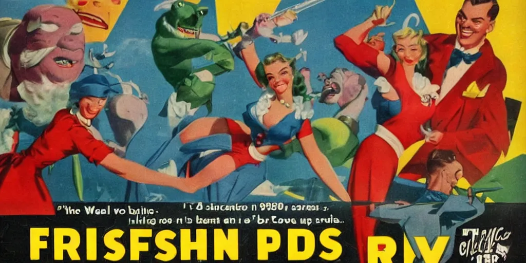 Image similar to 1 9 5 0 s fantasy video game ad