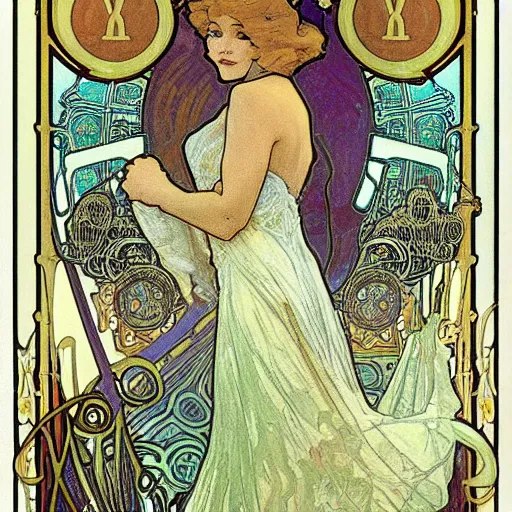 Prompt: Sticker of a ship in a bottle , elegant art nouveau style, Alphonse Mucha, james gurney