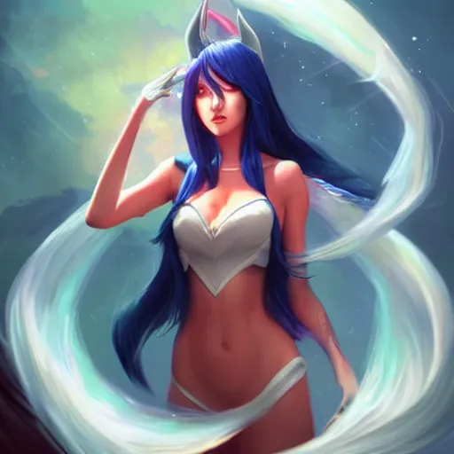 Prompt: ahri from league of legends, digital painting by artgerm, greg rutkowski