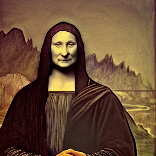 Image similar to gandalf drawn as the mona lisa