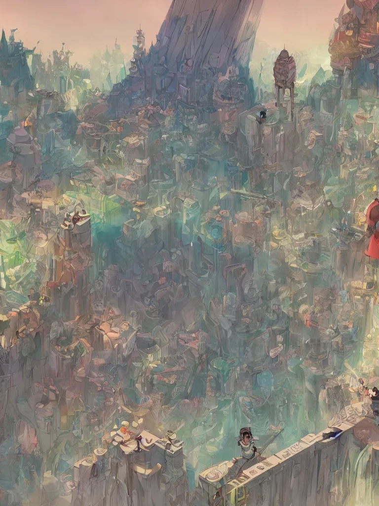 Image similar to on the other side by disney concept artists, blunt borders, converging lines