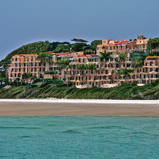 Prompt: idyllic seaside by ricardo bofill