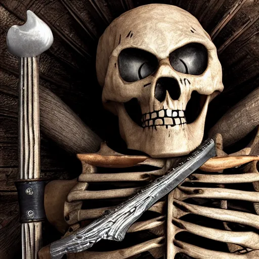 Prompt: Skeleton pirate, sword, rum, 8k, ultra high quality, detailed, super detailed, high res