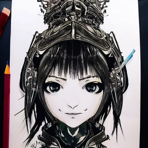 Prompt: beautiful portrait of a female minion wearing a fancy naval uniform, concept art by yoji shinkawa, felt tip pen, intricate detail, sharp focus, illustration