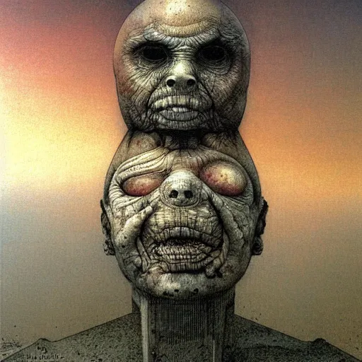 Image similar to humpty dumpty front view by by luis royo and wayne barlowe, beksinski