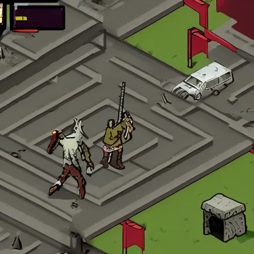 Image similar to jesus as a character in project zomboid, in - game screenshot, isometric, video game