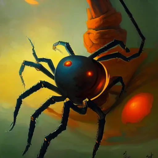 Image similar to portrait of an orange giant spider god by peter mohrbacher