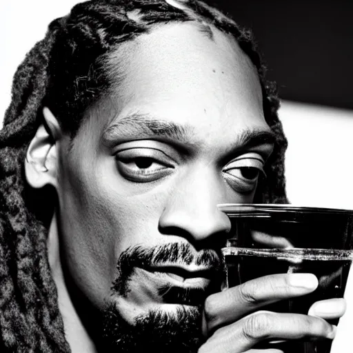 Image similar to photo of snoop dog drinking water while looking at the camera