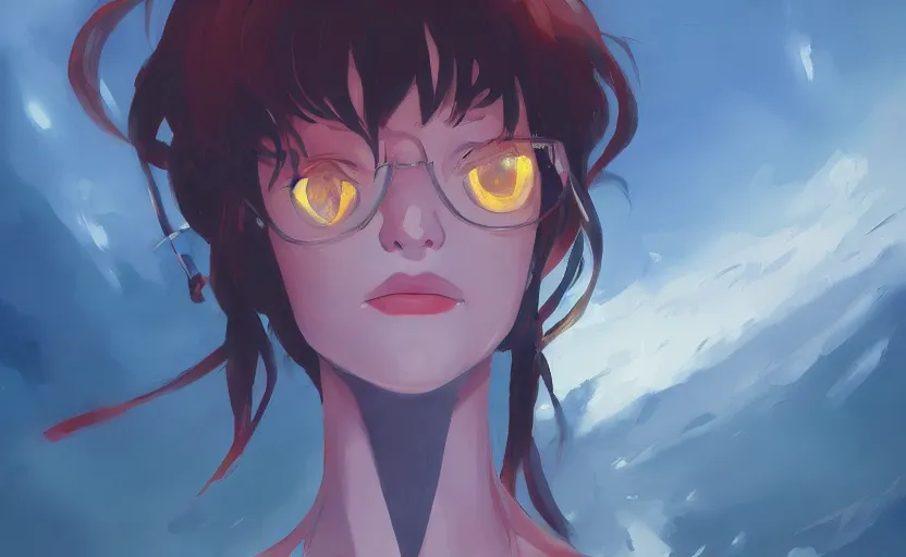 Image similar to A painting of Rei from Evangelion trending on artstation in the style of Greg Rutkowski