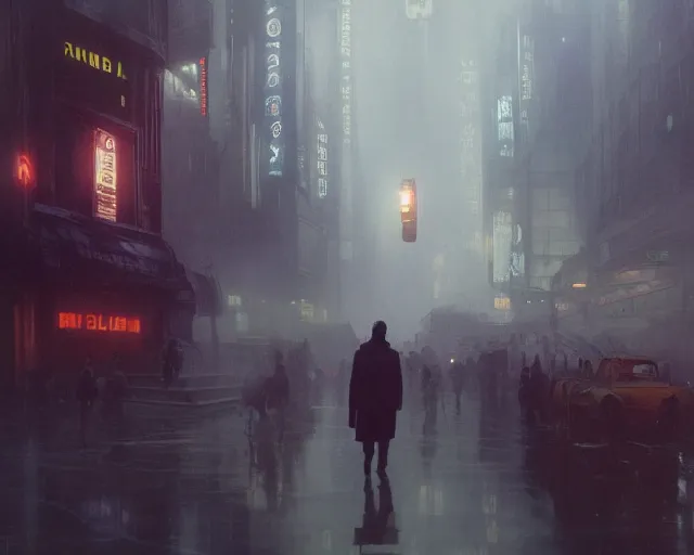 Image similar to 2 0 1 8 blade runner movie still man look at the cityscape from roof perfect face fine realistic face pretty face neon puffy jacket blue futuristic sci - fi elegant by denis villeneuve tom anders zorn hans dragan bibin thoma greg rutkowski ismail inceoglu illustrated sand storm alphonse mucha