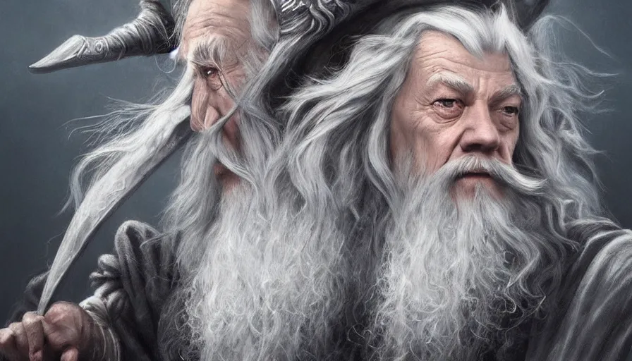 Image similar to Gandalf the white, beautiful realistic artwork on artstation