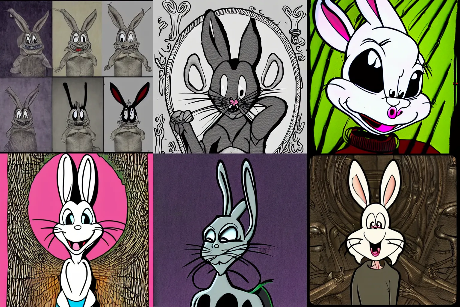 Prompt: Bugs Bunny in the style of HR Giger