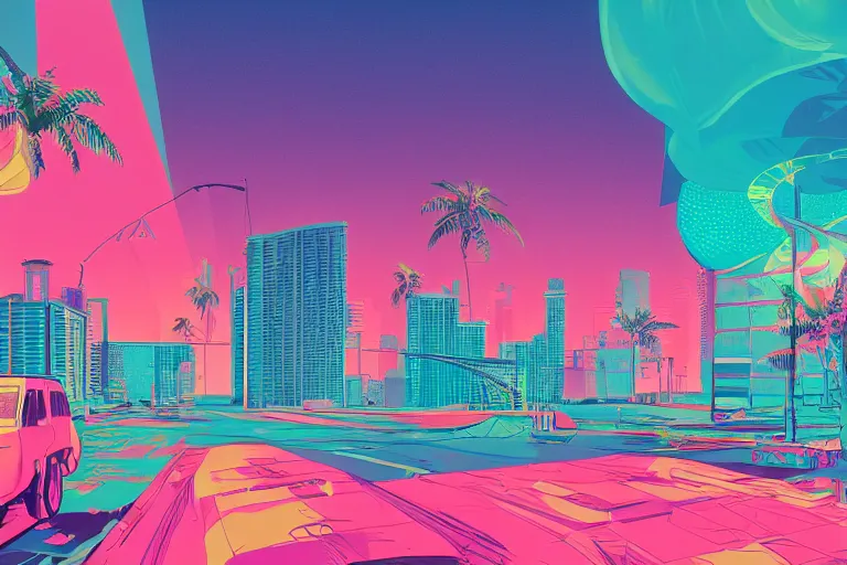 Florida Vice City Skyline Synthwave Landscape by Art & Roam Ltd on Dribbble