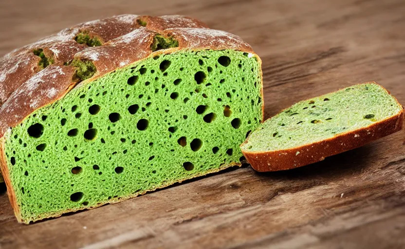 Image similar to green moldy bread, product photography