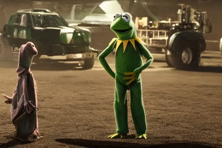 Prompt: kermit the frog in interstellar film