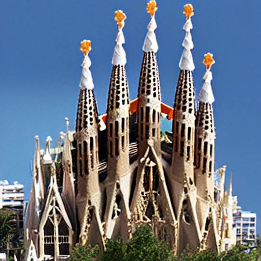 Prompt: Mc Donald's in the style of Sagrada Familia