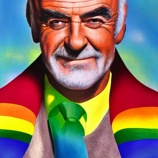 Image similar to pride rainbow portrait from a handsome sean connery