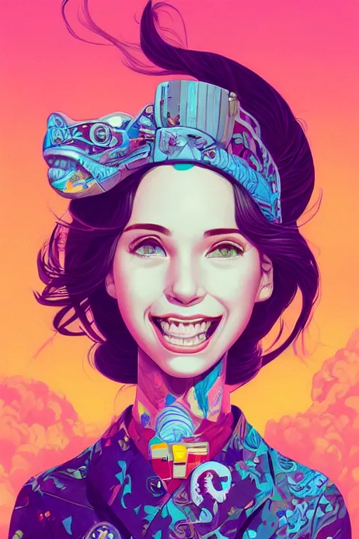 Image similar to a cutegirl smiling, Tristan Eaton, victo ngai, artgerm, RHADS, ross draws