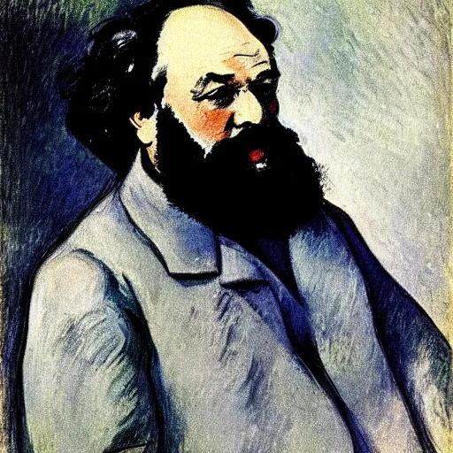 Image similar to beautiful post - impressionist painting portrait of karl marx by, henri de toulouse - lautrec, camille pissarro, paul cezanne, henri rousseau, vincent van gogh, henri - edmond