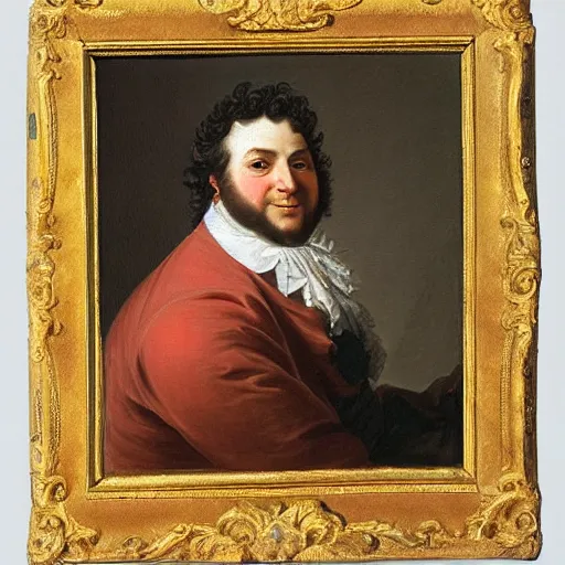 Image similar to A rococo portrait of a neckbeard as the King of France, by Jacques-Louis David, Réunion des Musées Nationaux, Louvre Catalogue photography