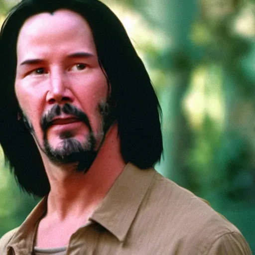 Image similar to A still of Keanu Reeves as Winnie the Pooh