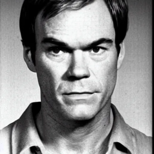 Image similar to dexter morgan mugshot 1 9 2 9 black and white still