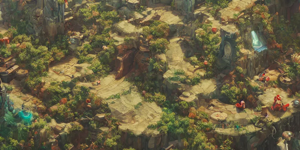 Image similar to 3d rendered landscape with a lot of details by james jean in no journey game style , redshift, octane