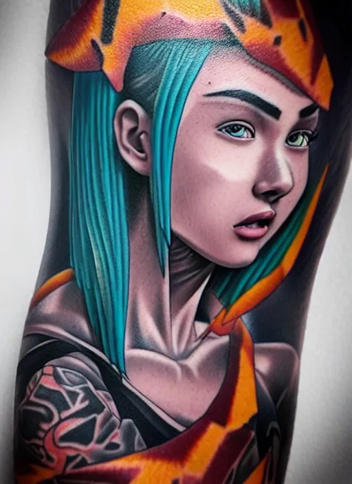 Image similar to highly detailed portrait of bulma, photographic realistic background, by nikkohurtado, by stevebutchertattoos, by den _ yakovlev, by niki 2 3 gtr, by sivak _, by tonysantos _ tattoo, trending on instagram, award winning details