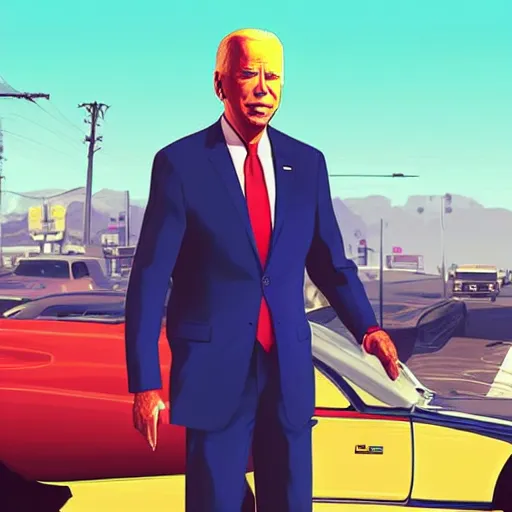 Image similar to “Joe Biden in GTA V, Cover art by Stephen Bliss, Boxart, loading screen”