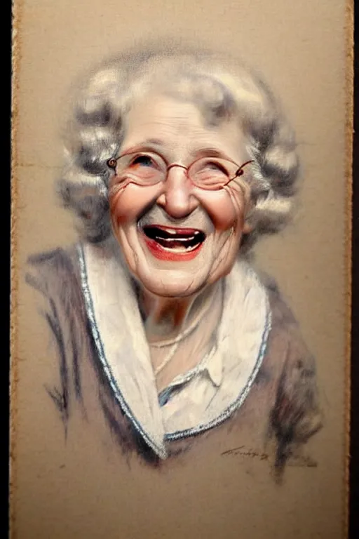 Image similar to ( ( ( ( ( 1 9 5 0 s retro happy smiling grandma face portrait. muted colors. ) ) ) ) ) by jean - baptiste monge!!!!!!!!!!!!!!!!!!!!!!!!!!!!!!